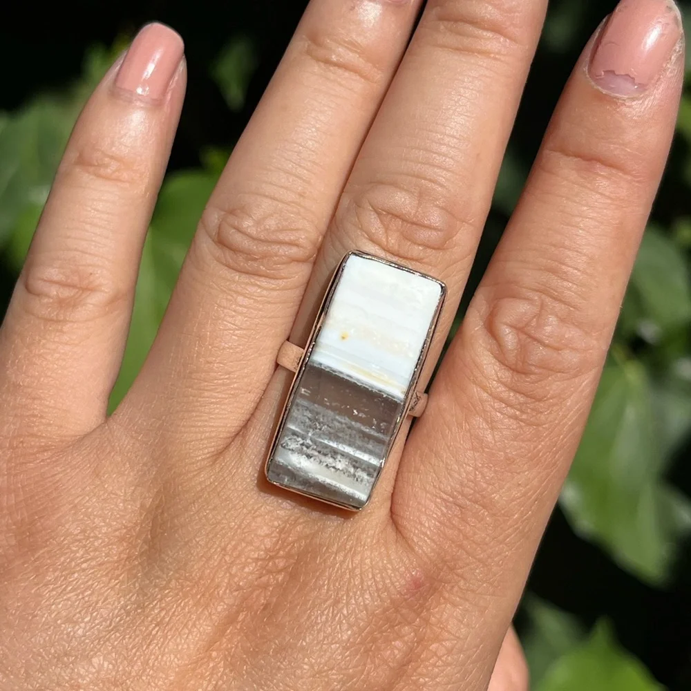 Size 8.5 925 silver plated‎ scenery Owhyee Opal ring
